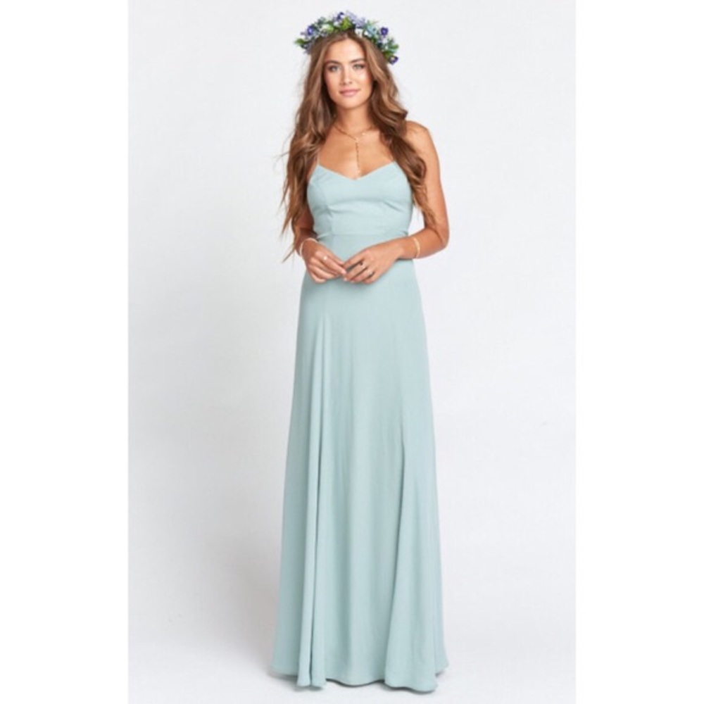 Godshaw Goddess Gown Silver Sage Crisp Bridesmaid